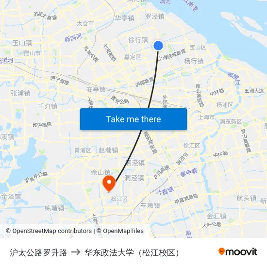 沪太公路罗升路 to 华东政法大学（松江校区） map
