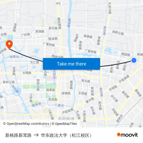 新格路新茸路 to 华东政法大学（松江校区） map