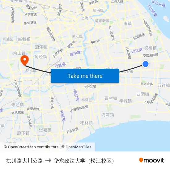 拱川路大川公路 to 华东政法大学（松江校区） map