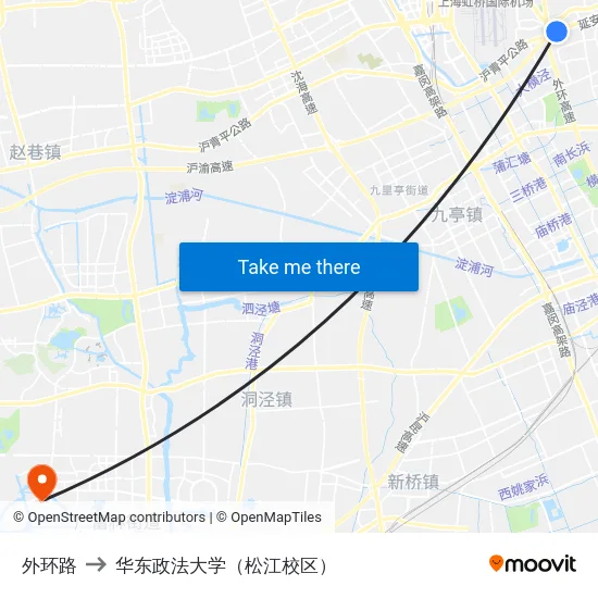 外环路 to 华东政法大学（松江校区） map