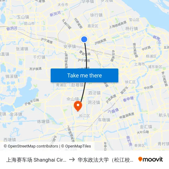 上海赛车场 Shanghai Circuit to 华东政法大学（松江校区） map