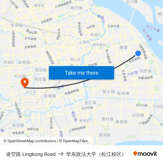 凌空路 Lingkong Road to 华东政法大学（松江校区） map