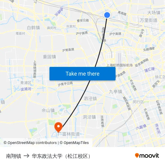 南翔镇 to 华东政法大学（松江校区） map