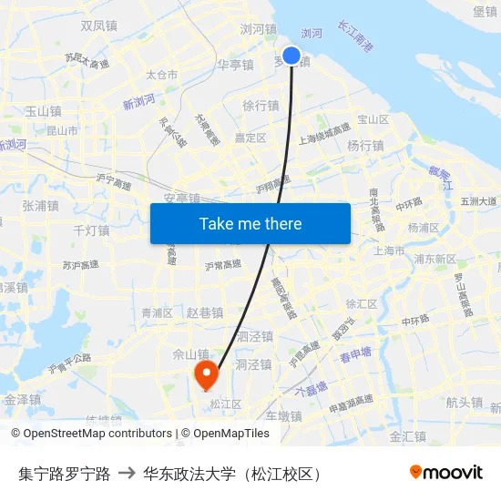 集宁路罗宁路 to 华东政法大学（松江校区） map