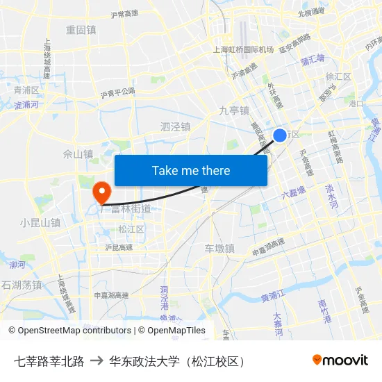 七莘路莘北路 to 华东政法大学（松江校区） map