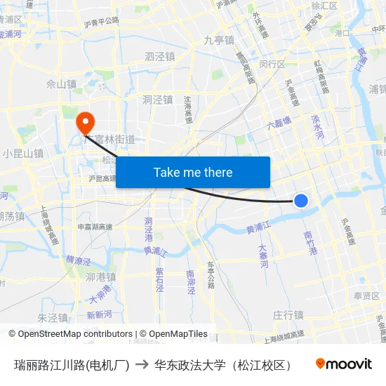 瑞丽路江川路(电机厂) to 华东政法大学（松江校区） map