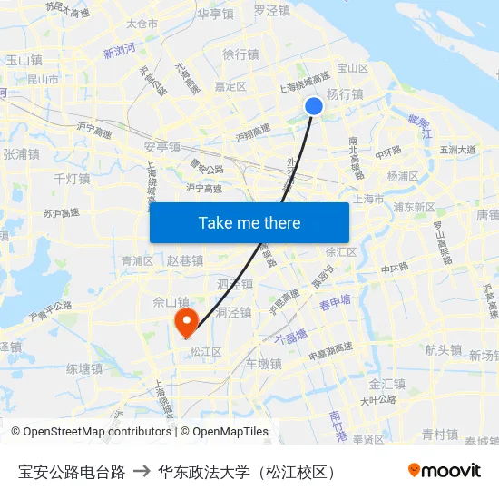 宝安公路电台路 to 华东政法大学（松江校区） map