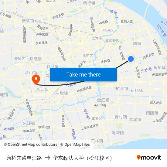 康桥东路申江路 to 华东政法大学（松江校区） map