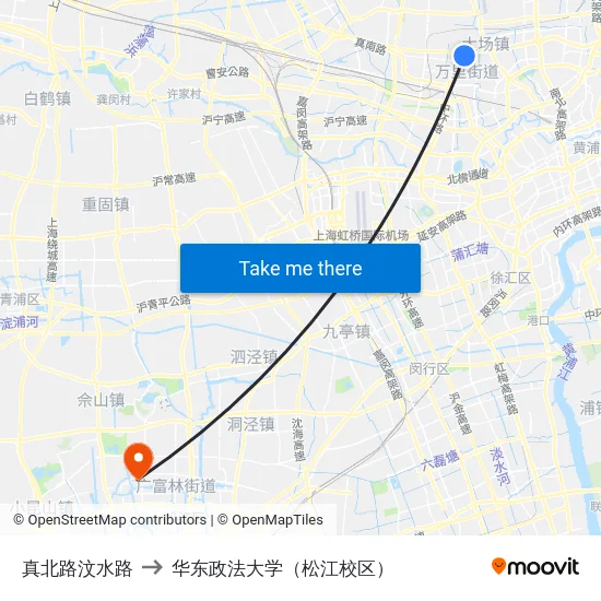 真北路汶水路 to 华东政法大学（松江校区） map