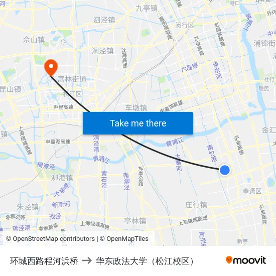 环城西路程河浜桥 to 华东政法大学（松江校区） map