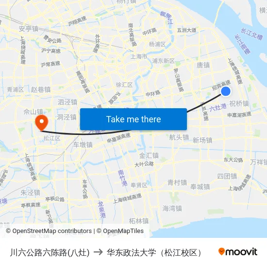 川六公路六陈路(八灶) to 华东政法大学（松江校区） map