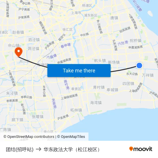 团结(招呼站) to 华东政法大学（松江校区） map