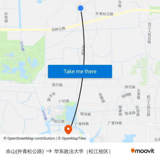 佘山(外青松公路) to 华东政法大学（松江校区） map