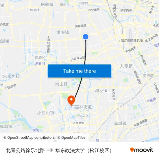北青公路徐乐北路 to 华东政法大学（松江校区） map