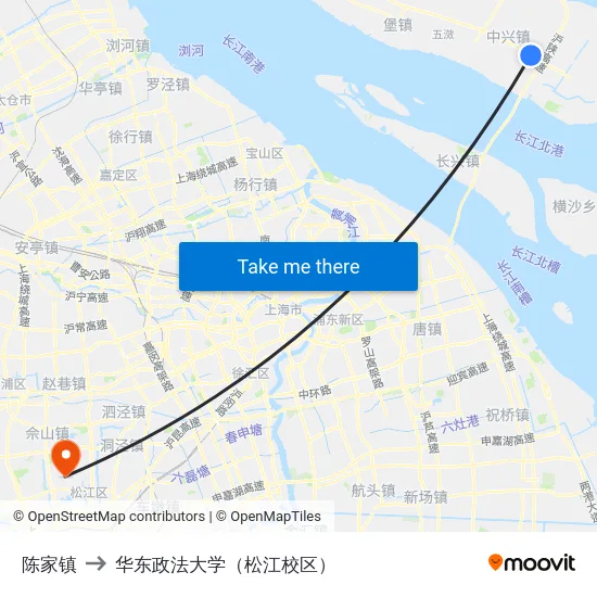 陈家镇 to 华东政法大学（松江校区） map