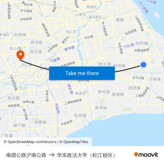 南团公路沪南公路 to 华东政法大学（松江校区） map