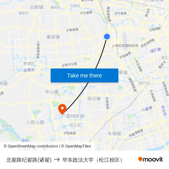 北翟路纪翟路(诸翟) to 华东政法大学（松江校区） map