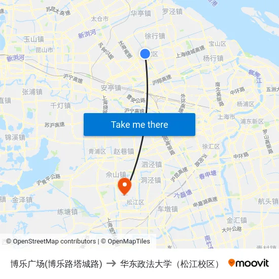 博乐广场(博乐路塔城路) to 华东政法大学（松江校区） map