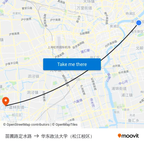 苗圃路定水路 to 华东政法大学（松江校区） map