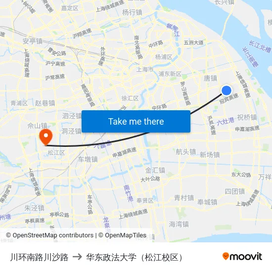 川环南路川沙路 to 华东政法大学（松江校区） map