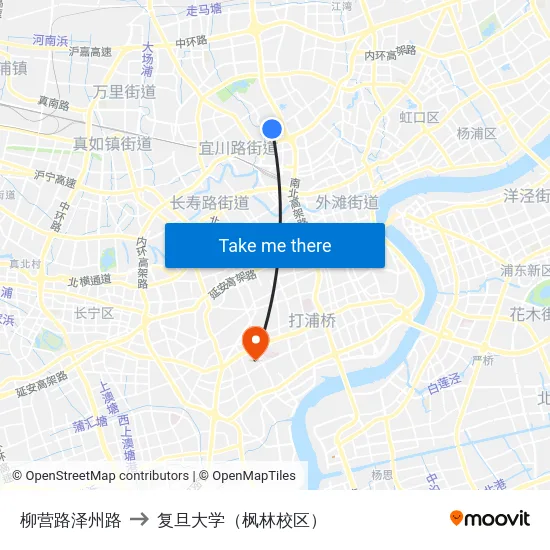 柳营路泽州路 to 复旦大学（枫林校区） map