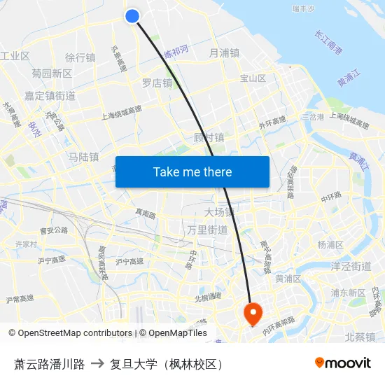 萧云路潘川路 to 复旦大学（枫林校区） map