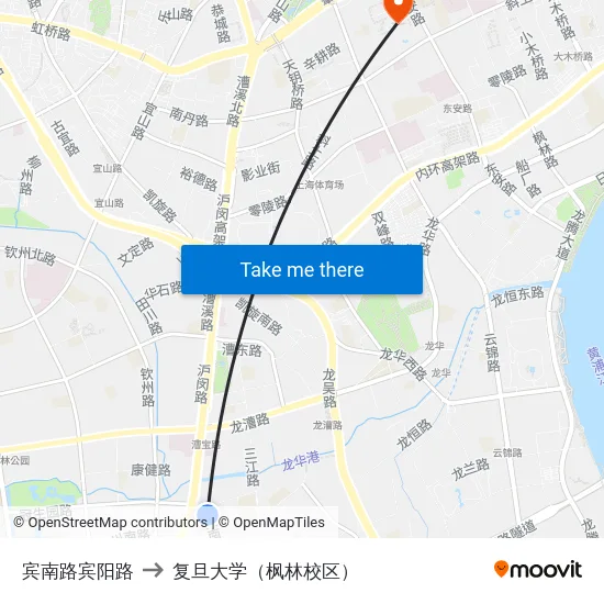 宾南路宾阳路 to 复旦大学（枫林校区） map