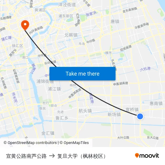宣黄公路南芦公路 to 复旦大学（枫林校区） map