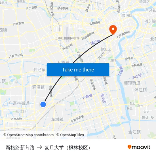 新格路新茸路 to 复旦大学（枫林校区） map