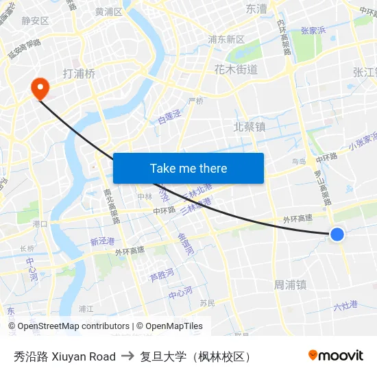 秀沿路 Xiuyan Road to 复旦大学（枫林校区） map