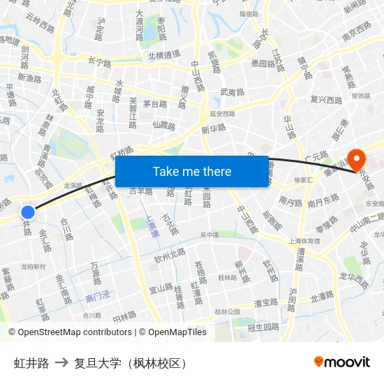 虹井路 to 复旦大学（枫林校区） map