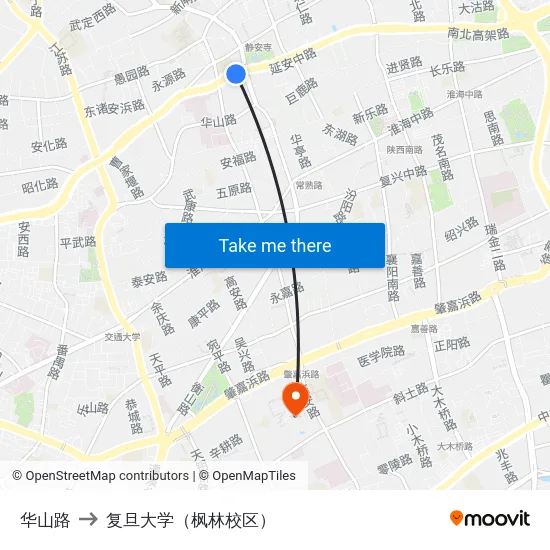 华山路 to 复旦大学（枫林校区） map