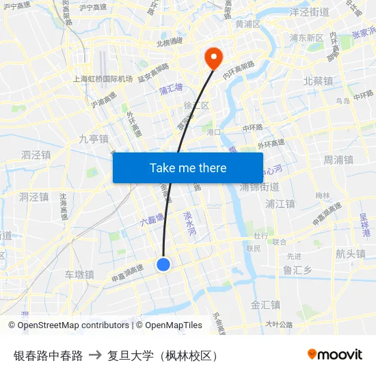 银春路中春路 to 复旦大学（枫林校区） map