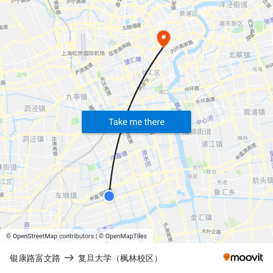银康路富文路 to 复旦大学（枫林校区） map