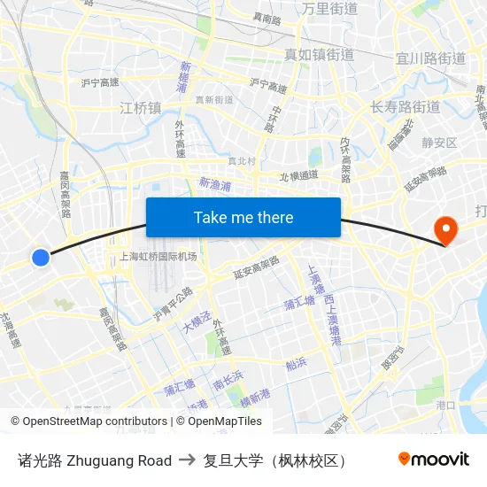 诸光路 Zhuguang Road to 复旦大学（枫林校区） map