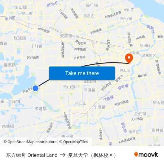 东方绿舟 Oriental Land to 复旦大学（枫林校区） map