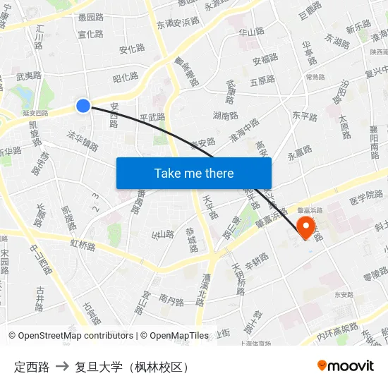 定西路 to 复旦大学（枫林校区） map