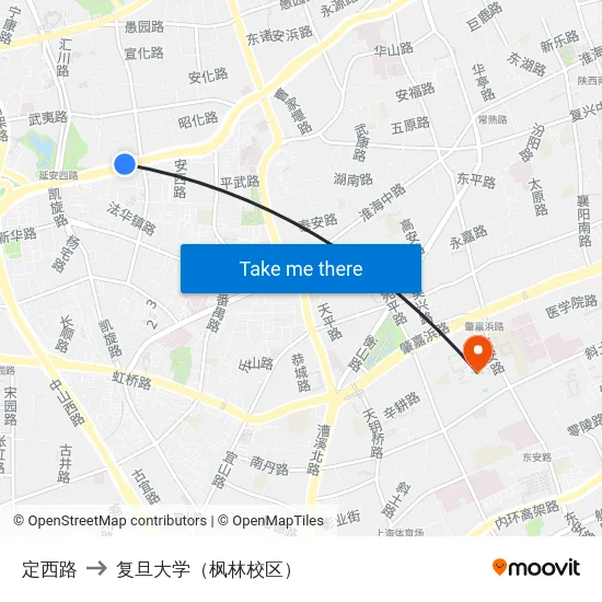 定西路 to 复旦大学（枫林校区） map