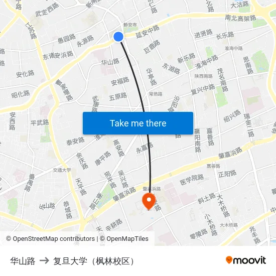 华山路 to 复旦大学（枫林校区） map