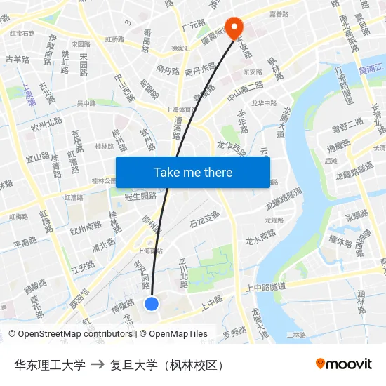 华东理工大学 to 复旦大学（枫林校区） map