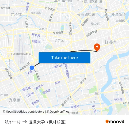 航华一村 to 复旦大学（枫林校区） map