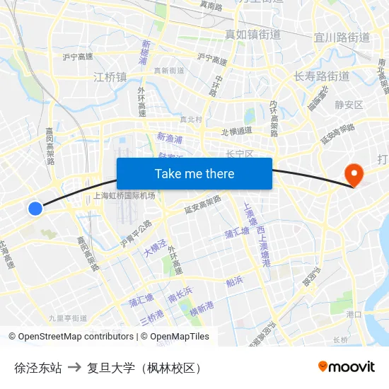 徐泾东站 to 复旦大学（枫林校区） map
