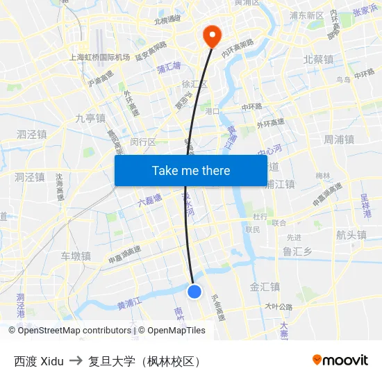 西渡 Xidu to 复旦大学（枫林校区） map