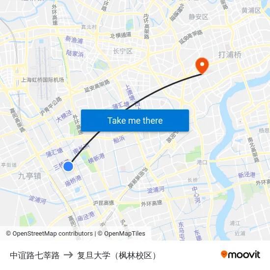 中谊路七莘路 to 复旦大学（枫林校区） map