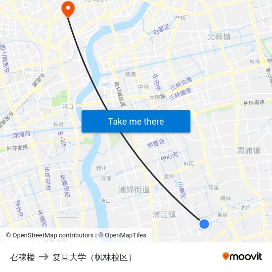 召稼楼 to 复旦大学（枫林校区） map