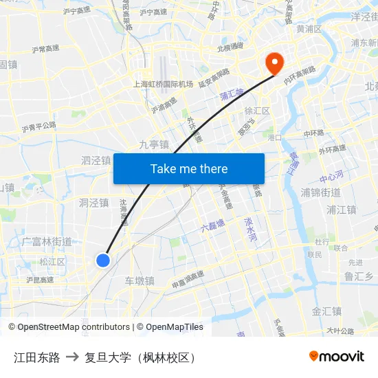 江田东路 to 复旦大学（枫林校区） map