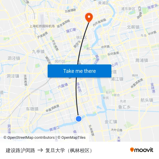 建设路沪闵路 to 复旦大学（枫林校区） map