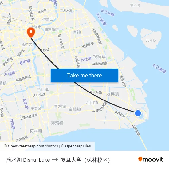 滴水湖 Dishui Lake to 复旦大学（枫林校区） map