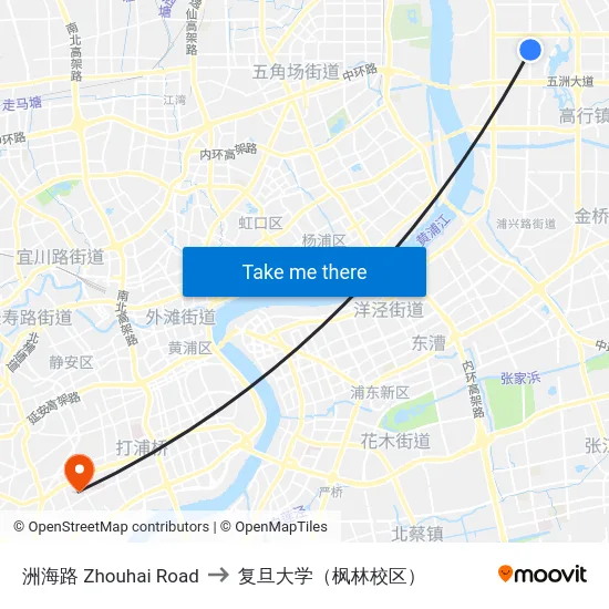 洲海路 Zhouhai Road to 复旦大学（枫林校区） map