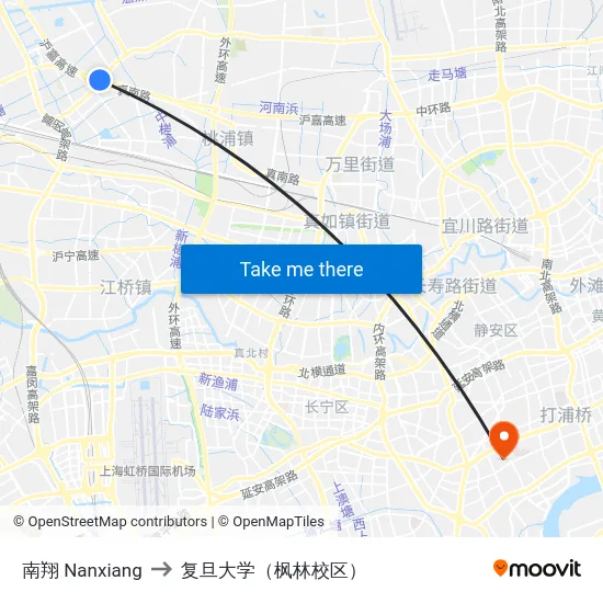 南翔 Nanxiang to 复旦大学（枫林校区） map